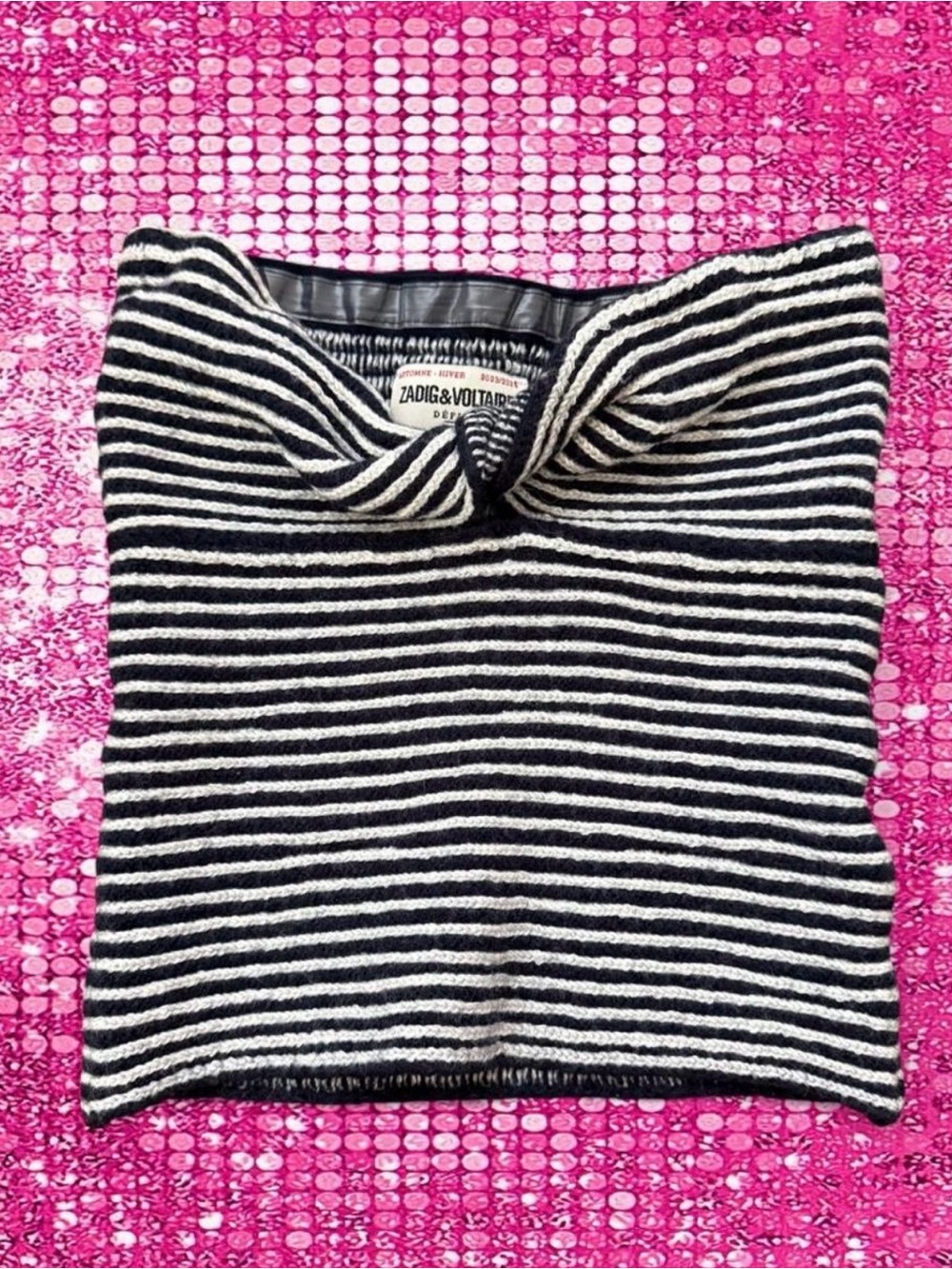 Zadig & Voltaire Twista Striped Wool Top Size XS Navy White Défilé